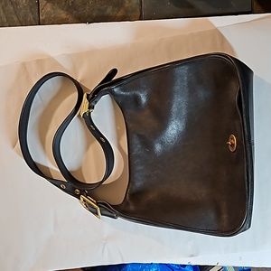 Vintage Coach Saddle Stewardess bag black